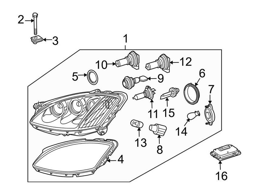 Mercedes Headlight - Front Driver Left 2218207739